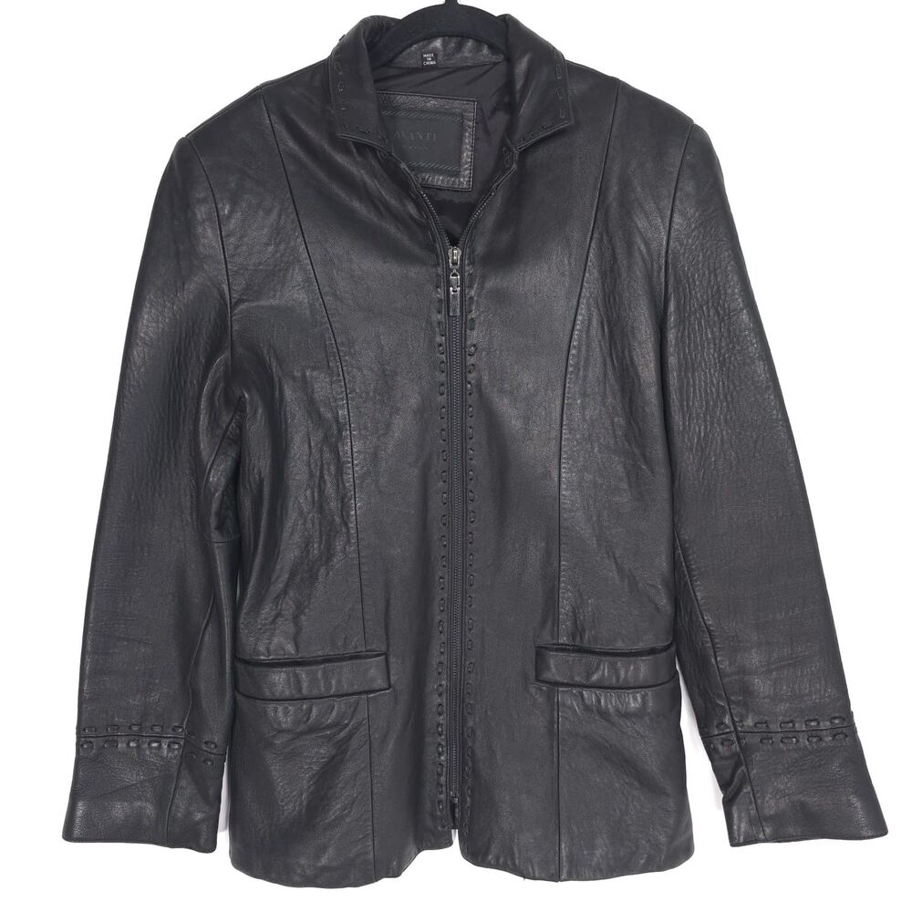 AVANTI GENUINE LEATHER Zip Jacket Black Lined Classic Size Small 135951‎